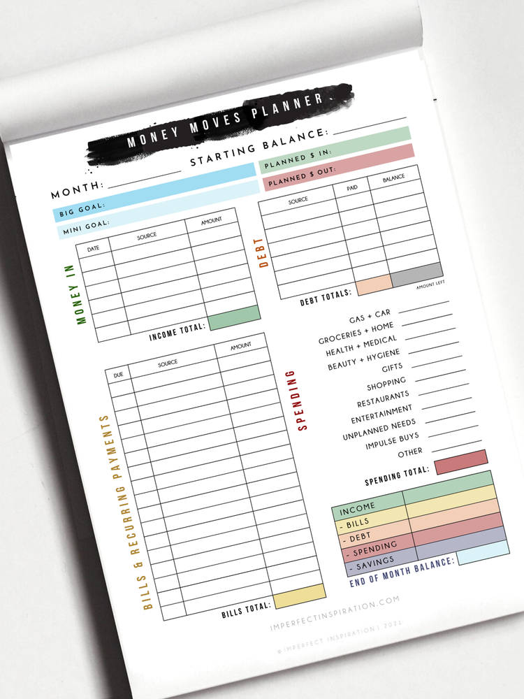 MONEY MOVES NOTEPAD PLANNER