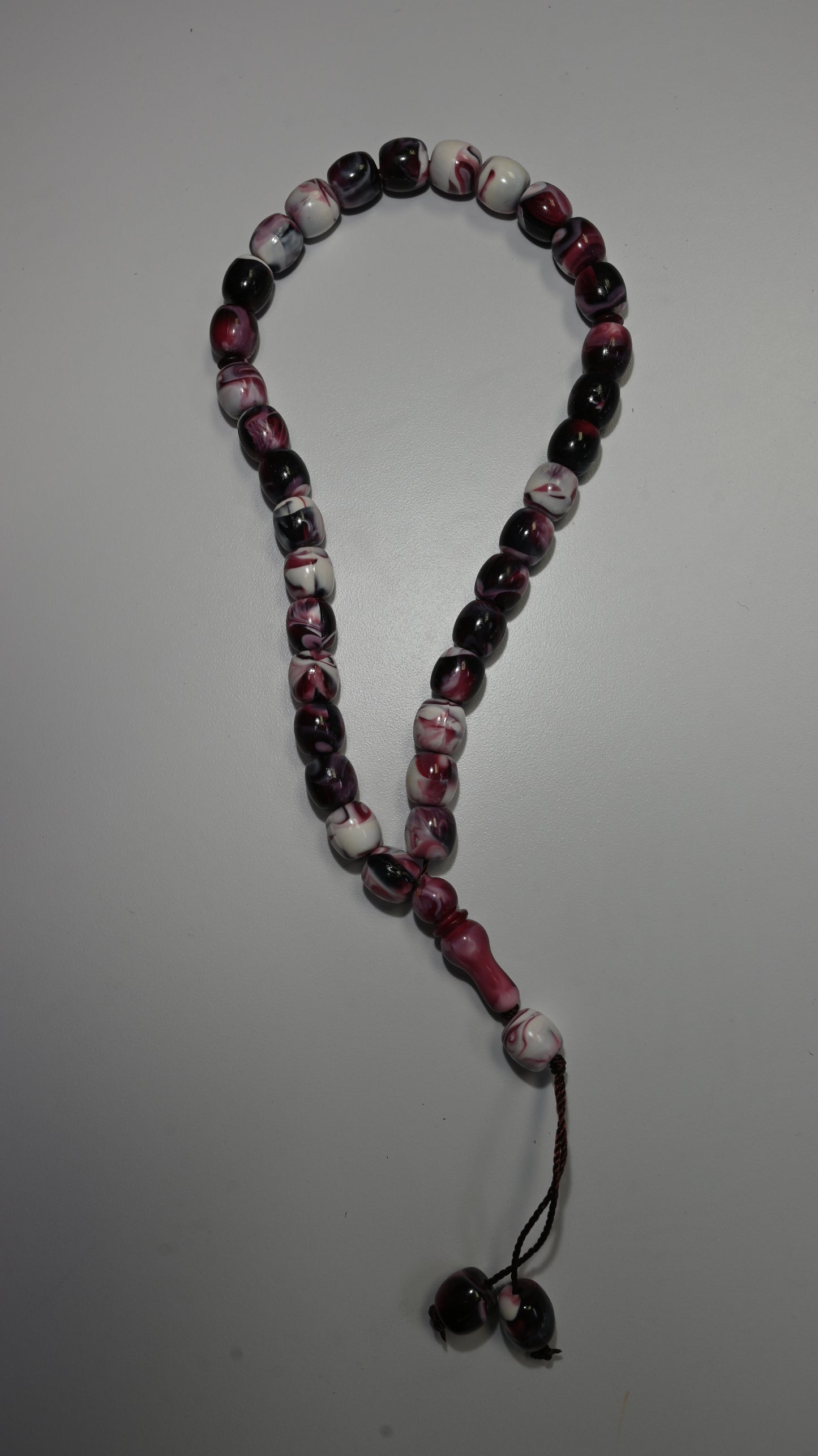 33 Purple + White Marble Dhikr Beads