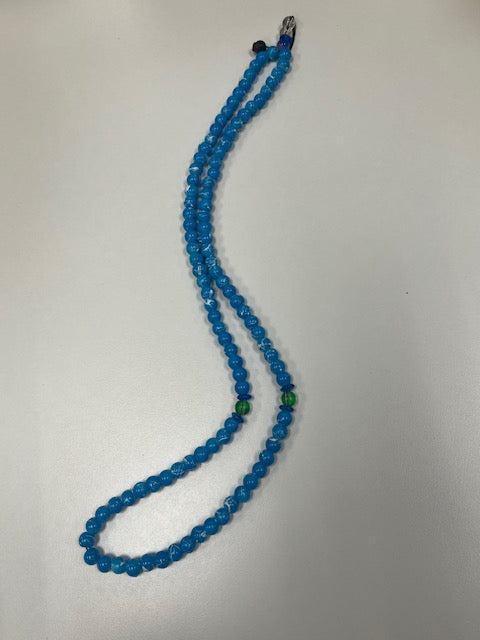 100 Dhikr Beads: Blue with White Splatterpaint and Clear/Colorful Beads