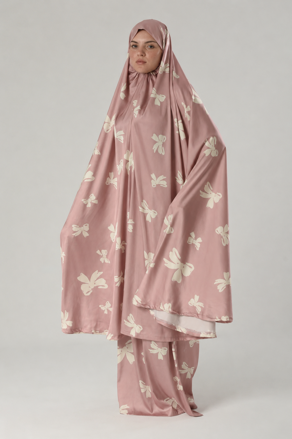 Silky Bow Print Two-Piece Prayer Set