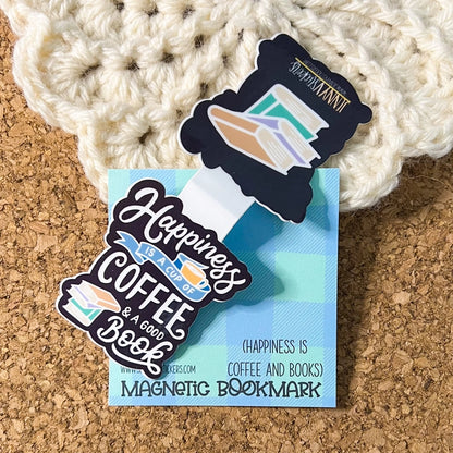 Happiness is A Cup of Coffee and a Good Book Magnetic Bookmark