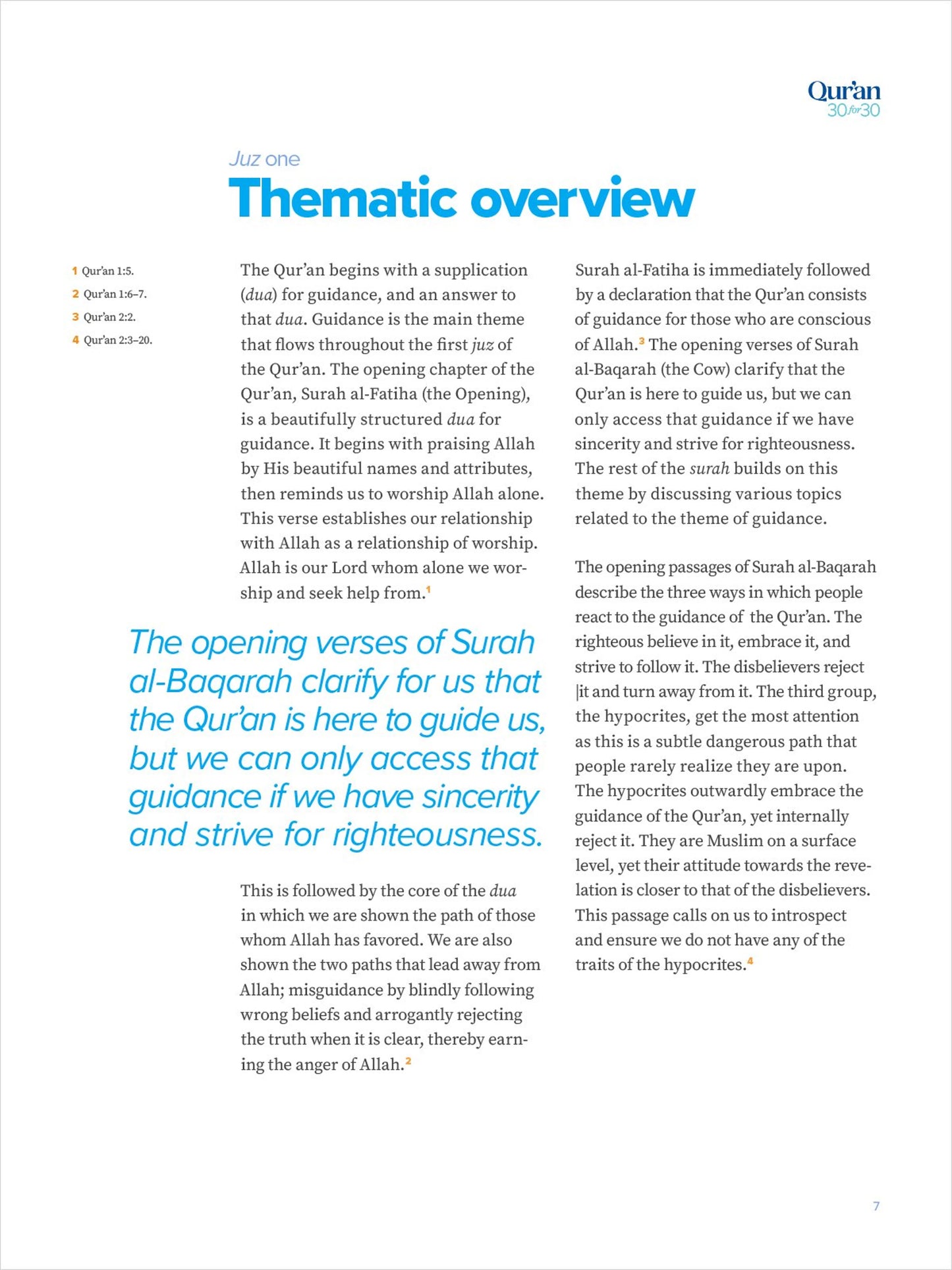 Quran 30 for 30 Thematic Tafsir