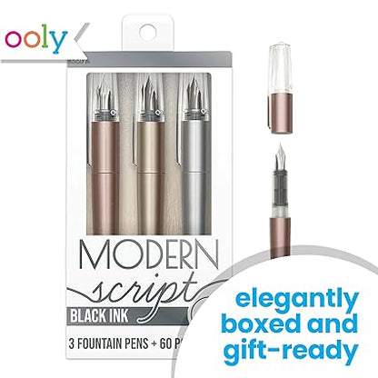 Modern Script- Black Ink Fountain Pens