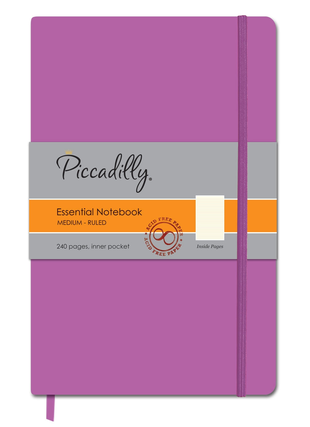 Piccadilly Ruled Notebook w/ Inner Pocket & Elastic Closure
