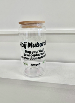 Call Me Hajji - Hajj Mubarak Bamboo Lid Glass Cup