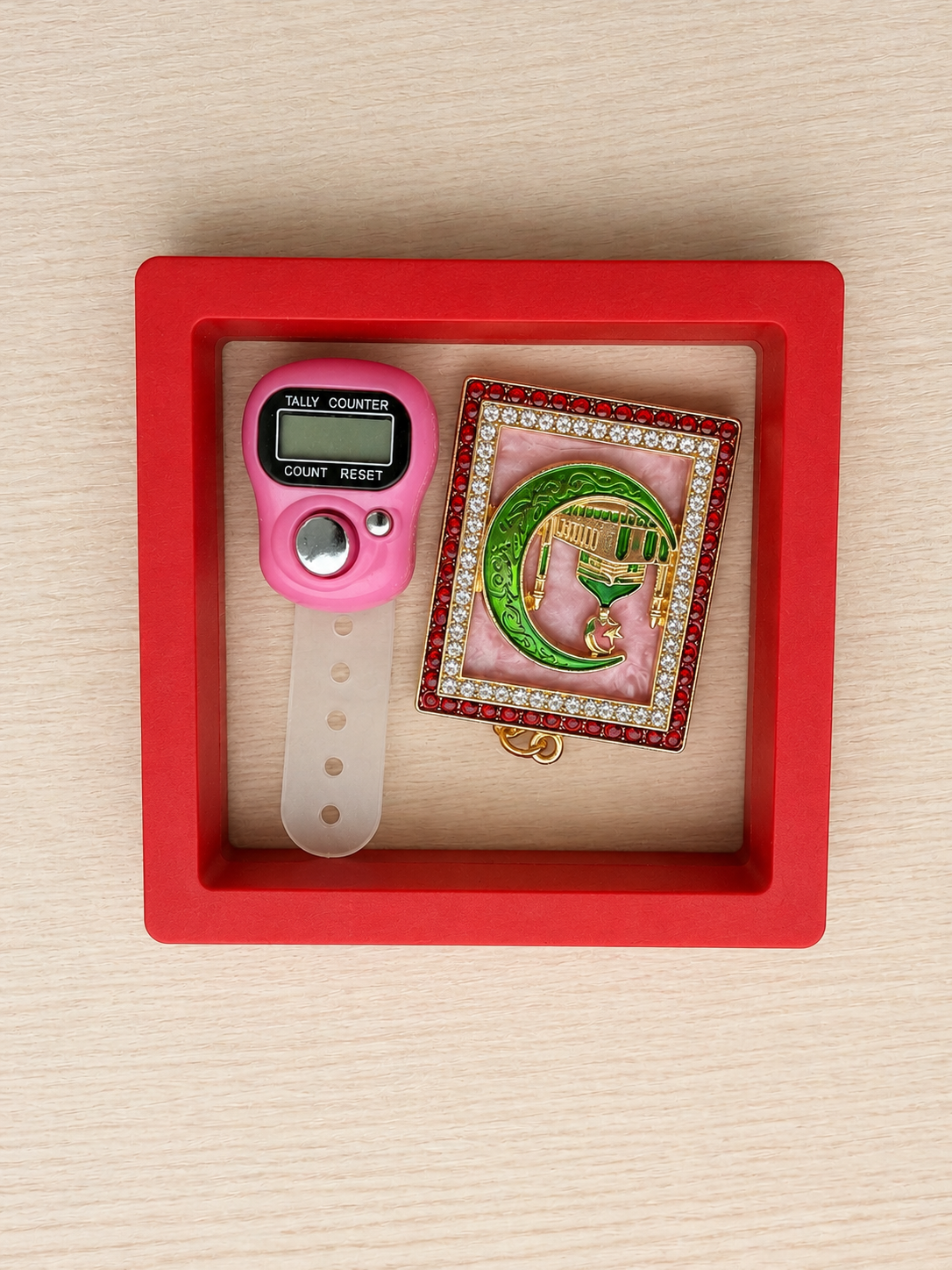 Dhikr Clicker Gift Set – Digital Tally Counter with Keychain (Light Pink)