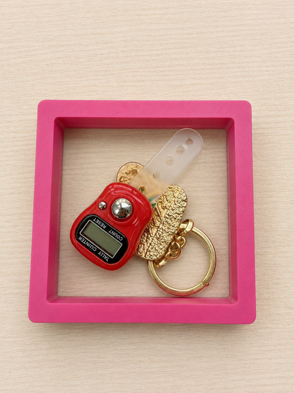 Red Dhikr Clicker Gift Set – Digital Tally Counter with Keychain
