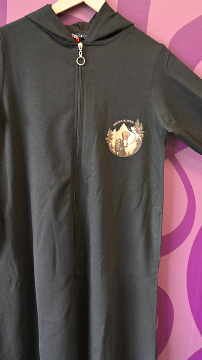 Hiking Hijabi - Black Zipper Abaya with Hoodie