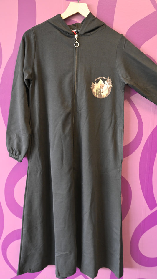 Hiking Hijabi - Black Zipper Abaya with Hoodie
