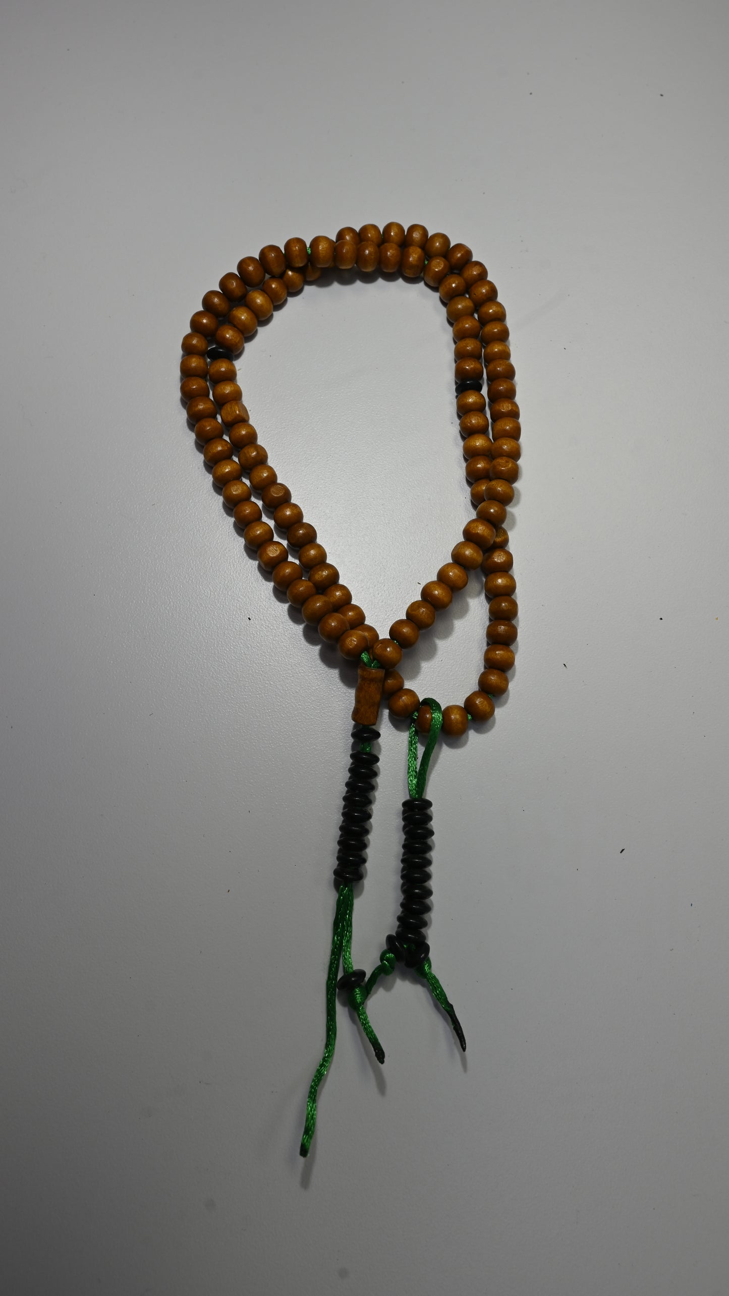 99 Caramel Brown Dhikr Beads w/ Black tips (Green string)