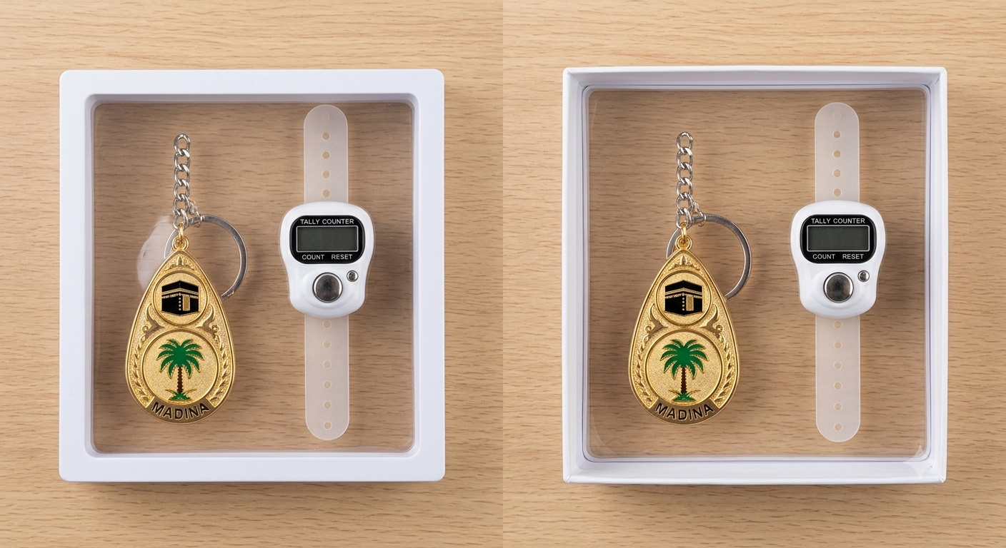 Dhikr Clicker Gift Set – Digital Tally Counter with Keychain (White)
