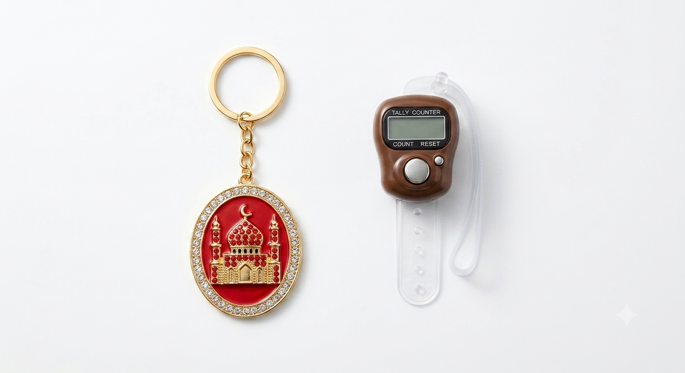 Dhikr Clicker Gift Set – Digital Tally Counter with Keychain (Brown)