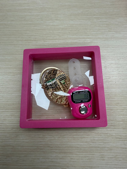 Dhikr Clicker Gift Set – Digital Tally Counter with Keychain (Pink)