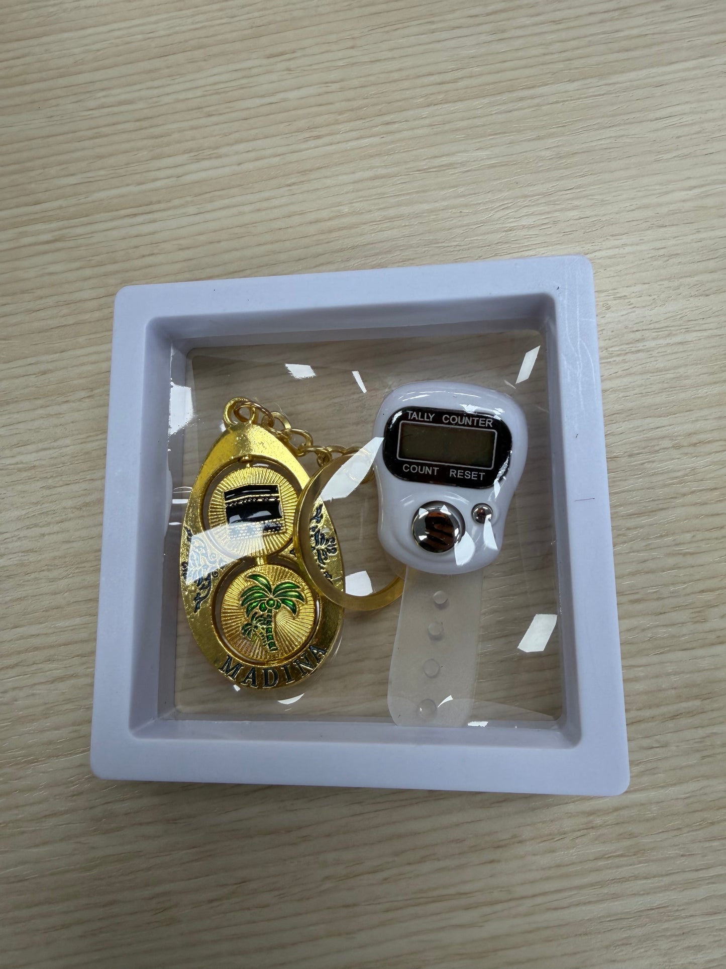 Dhikr Clicker Gift Set – Digital Tally Counter with Keychain (White)