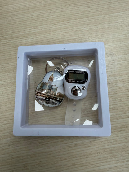 Dhikr Clicker Gift Set – Digital Tally Counter with Keychain (White)