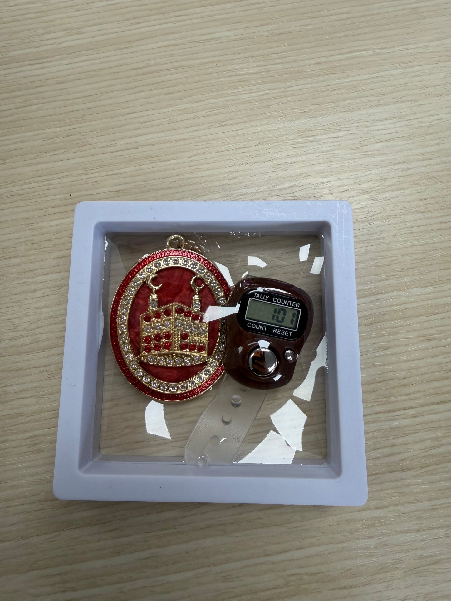 Dhikr Clicker Gift Set – Digital Tally Counter with Keychain (Brown)