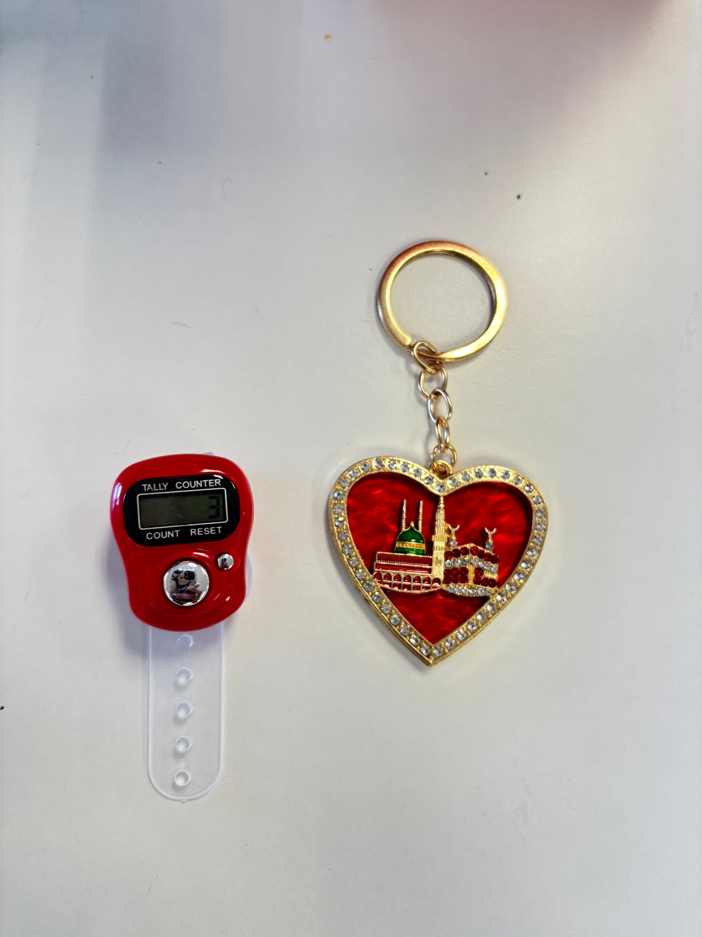 Red Dhikr Clicker Gift Set – Digital Tally Counter with Keychain