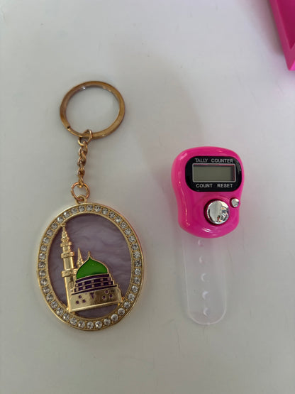 Dhikr Clicker Gift Set – Digital Tally Counter with Keychain (Pink)