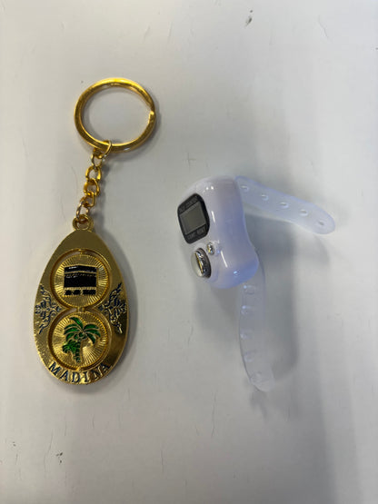 Dhikr Clicker Gift Set – Digital Tally Counter with Keychain (White)