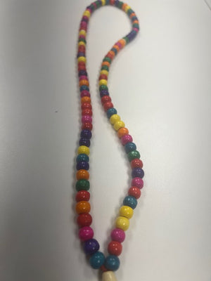 100 Dhikr Wooden Beads with white ends (Bright Rainbow Colored)