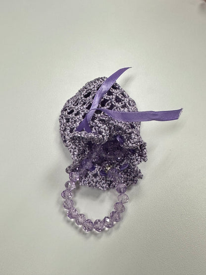 Purple Large Dhikr Beads in Handmade Crocheted Case
