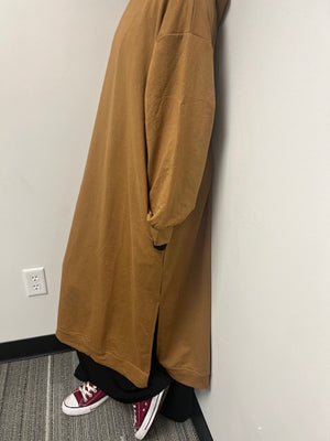 Hiking Hijabi: Brown Hoodie Dress with Pockets