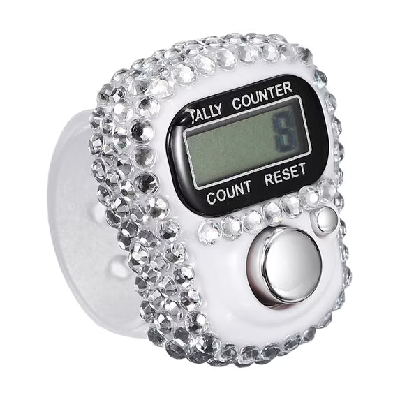 White bedazzled dhikr clicker