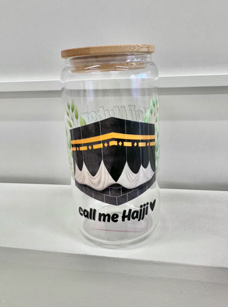 Call Me Hajji - Hajj Mubarak Bamboo Lid Glass Cup