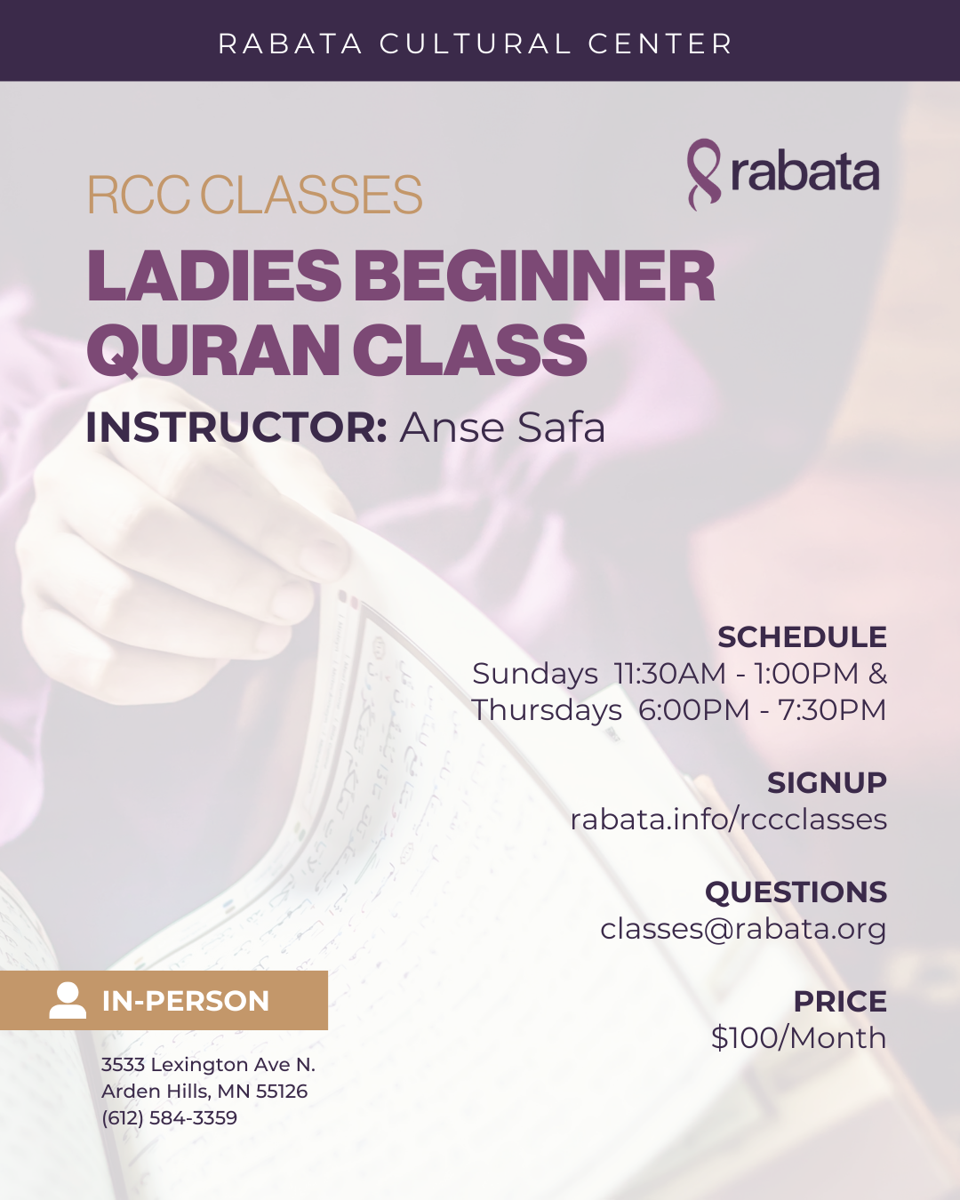 Ladies Beginners Quran Class - Spring