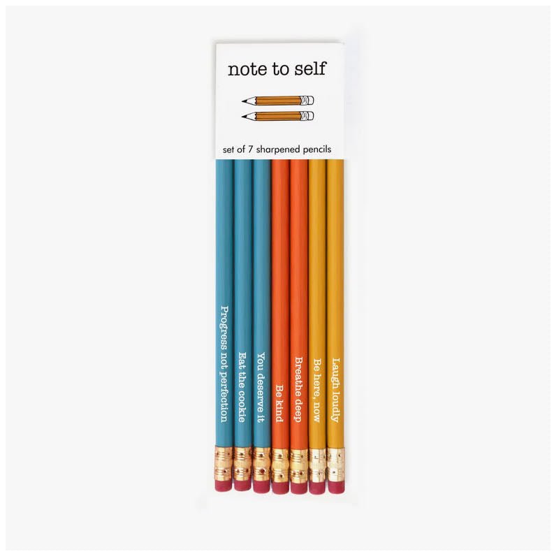 Note to Self (Set of 7 Sharpened Pencils with Encouraging Phrases)