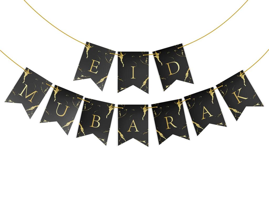 Eid Mubarak Banner Black and Gold
