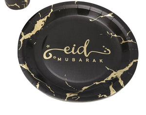 Eid Mubarak Tableware Balck and Gold (Disposable)
