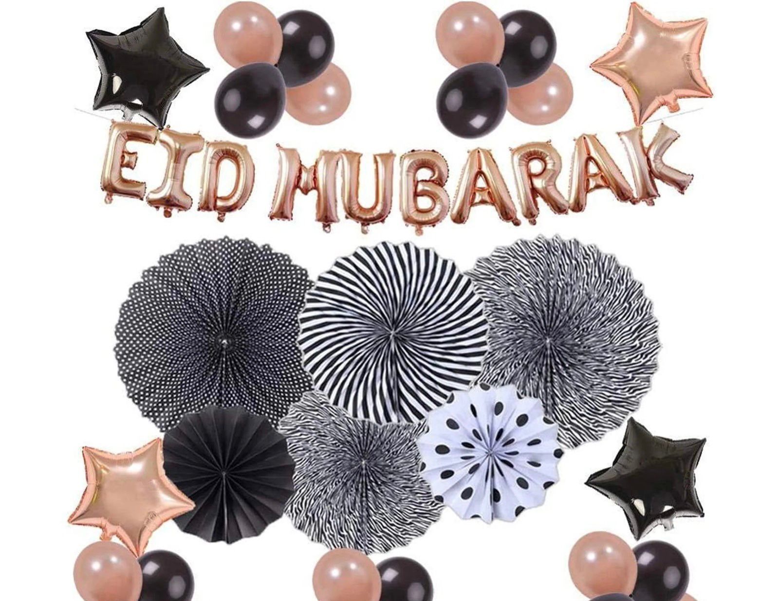 Eid Mubarak (Black/Rose Gold) Balloon Set